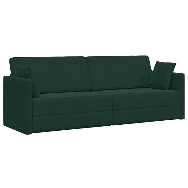 vidaXL Boden-Sofa-Bett 200cm Dunkelgr&uuml;n Samt