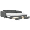 vidaXL Tagesbett Ausziehbar mit Schubladen Dunkelgrau 90x200 cm Stoff