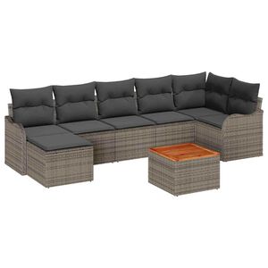 vidaXL Gartensofa-set mit Kissen 8 pcs Grau Poly-Rattan