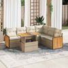 vidaXL 7-tlg. Garten-Sofagarnitur mit Kissen Beige Poly Rattan Akazie