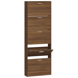 vidaXL Schuhschrank Braun Eichen-Optik 59x17x169 cm Holzwerkstoff