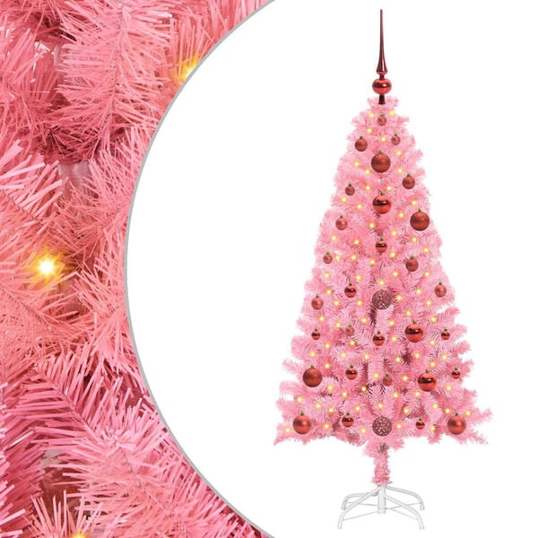 vidaXL Weihnachtsbaum mit 150 LEDs mit St&auml;nder Rosa 120 cm PVC