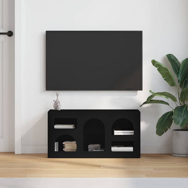 vidaXL TV-Schr&auml;nk Schwarz 80 x 35 x 40 cm Holzwerkstoff