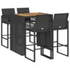 vidaXL 5-tlg. Gartenbar-Set ohne Kissen Schwarz Poly Rattan Akazie