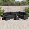 vidaXL 9-tlg. Garten-Sofagarnitur mit Kissen Schwarz Poly Rattan