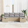 vidaXL Gartensofa-set mit Kissen mit Speicher 6 pcs Beige Poly-Rattan