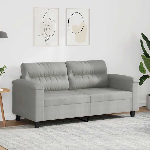 vidaXL 2-Sitzer-Sofa Hellgrau 140 cm Mikrofasergewebe