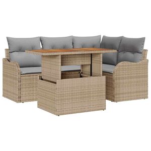 vidaXL Gartensofa-set 5 stk. 4-Sitzanzahl Beige und Hellgrau