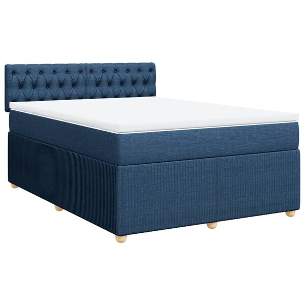 vidaXL Boxspringbett mit Matratze Blau 160x200 cm Stoff