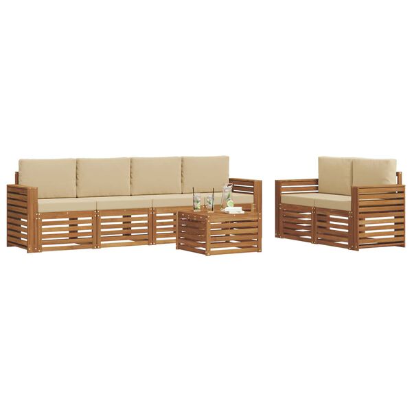 vidaXL Sofagarnituren 7 pcs Natur und Beige Massivholz Akazie