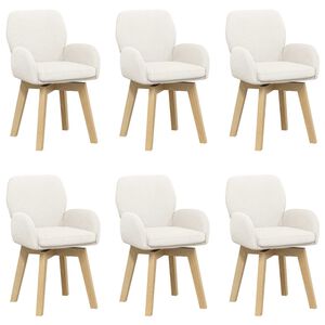 vidaXL Drehstuhl Esszimmer 6 stk. Boucl&eacute; Creme 54 x 58 x 87 cm