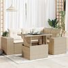 vidaXL 5-tlg. Garten-Sofagarnitur mit Kissen Beige Poly Rattan