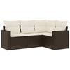 vidaXL 4-tlg. Garten-Sofagarnitur mit Kissen Braun Poly Rattan