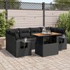vidaXL 7-tlg. Garten-Sofagarnitur mit Kissen Schwarz Poly Rattan