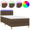vidaXL Boxspringbett mit Matratze & LED Dunkelbraun 90x190 cm Stoff