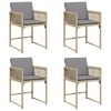 vidaXL Gartenst&uuml;hle mit Kissen 4 Stk. Beigemischung Poly Rattan