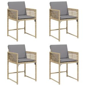 vidaXL Gartenst&uuml;hle mit Kissen 4 Stk. Beigemischung Poly Rattan