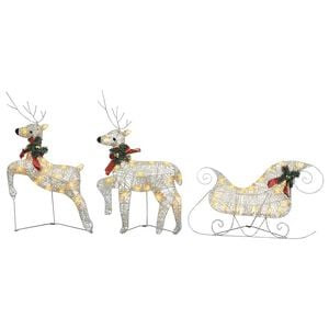 vidaXL Weihnachtsdeko Rentier & Schlitten 60 LEDs Outdoor Golden