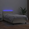 vidaXL Boxspringbett mit Matratze & LED Creme 90x190 cm Kunstleder