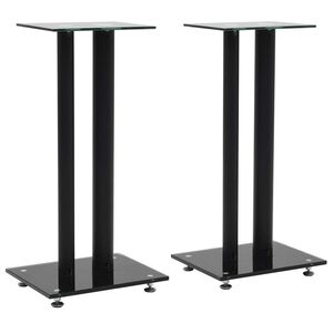 vidaXL Lautsprecherst&auml;nder 2 Stk. Doppels&auml;ulen-Design Hartglas Schwarz