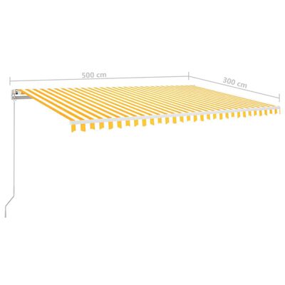 vidaXL Markise Manuell Einziehbar 500x300 cm Gelb und Weiß