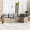 vidaXL Sofa Set mit Kissen 5 pcs Beige Poly-Rattan