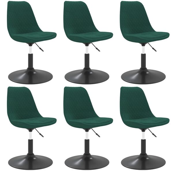 vidaXL Esszimmerst&uuml;hle 6 Stk. Drehbar Dunkelgr&uuml;n Samt