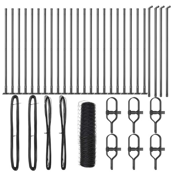 vidaXL Zaunpfosten Grau 50 x 0,4 m (36 mm Maschen) Stahl und PVC