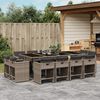 vidaXL 13-tlg. Garten-Essgruppe mit Kissen Grau Poly Rattan