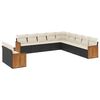 vidaXL 11-tlg. Garten-Sofagarnitur mit Kissen Schwarz Poly Rattan