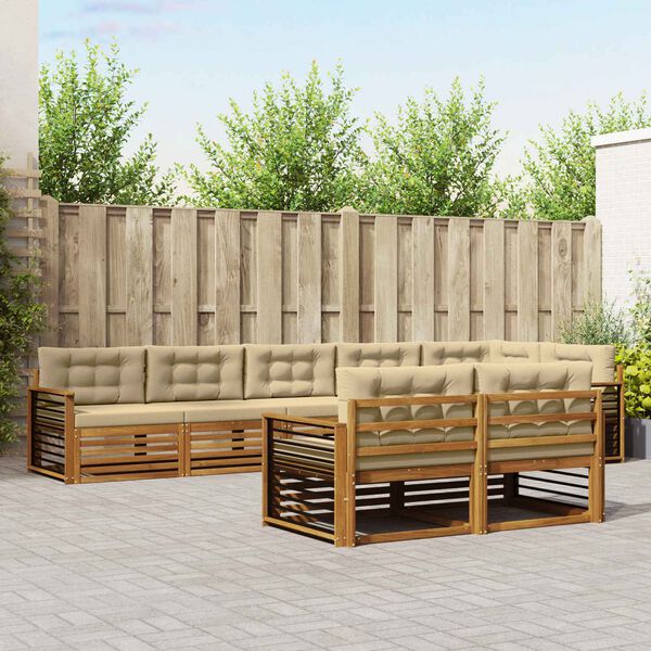 vidaXL Outdoor-Sofagarnitur mit Kissen 8 pcs Natur und Beige