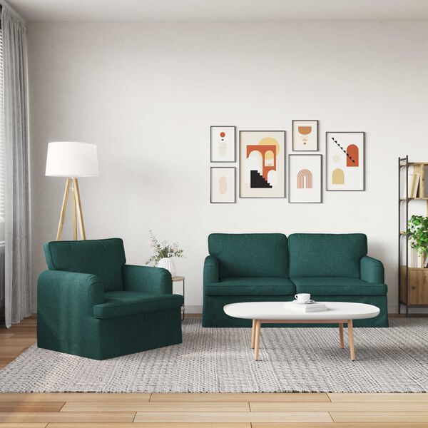 vidaXL Sofa 2 pcs Dunkelgr&uuml;n 162 x 80 x 85 cm Stoff
