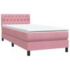 vidaXL Boxspringbett mit Matratze & LED Rosa 100x220 cm Samt