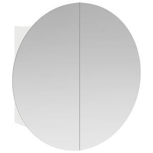 vidaXL Badezimmerschrank mit Rundem Spiegel & LED Wei&szlig; 40x40x17,5 cm