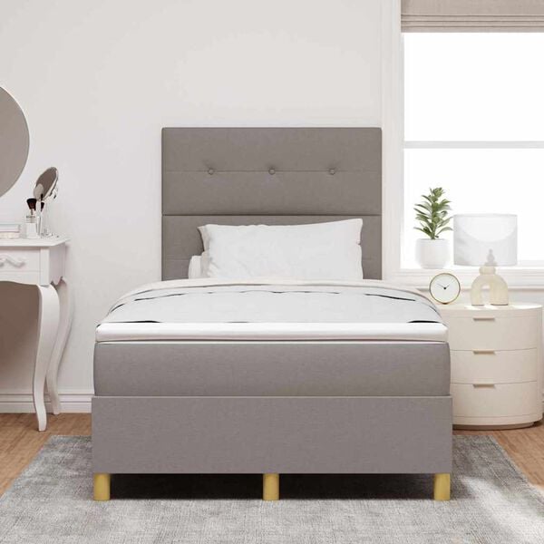 vidaXL LED Boxspringbett mit Matratze Taupe 120 x 200 cm Stoff