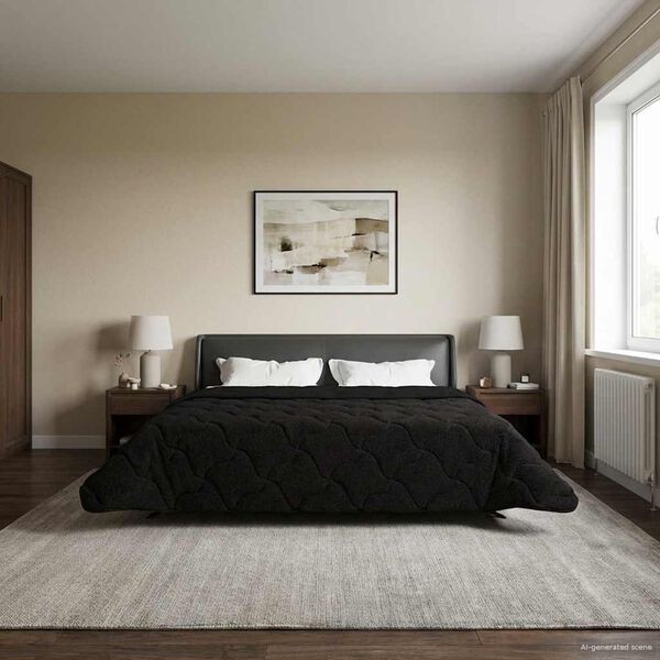 vidaXL Ganzjahresbettdecke Gepolstert Schwarz 200 x 220 cm