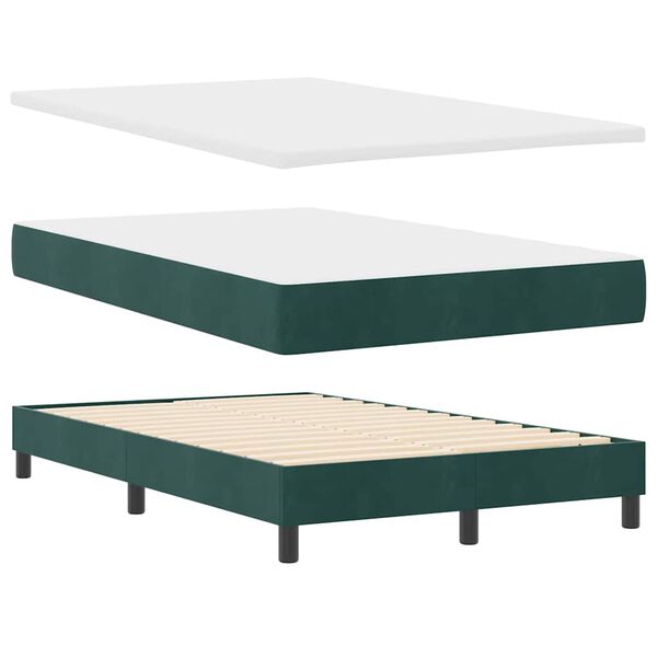 vidaXL Boxspringbett mit Matratze Dunkelgr&uuml;n 120 x 200 cm Samt