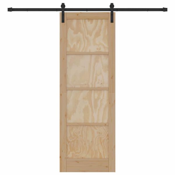 vidaXL Schiebet&uuml;r Braun 73,5 x 211 cm Massives Kiefernholz