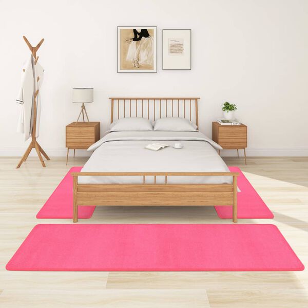 vidaXL Hochflor-Bettvorleger 3 Stk. Rosa
