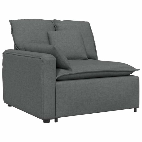 vidaXL Modulares Sofa mit Fußhocker Kissen Stoff Dunkelgrau