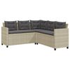 vidaXL Gartensofa in L-Form mit Tisch und Kissen Hellgrau Poly Rattan