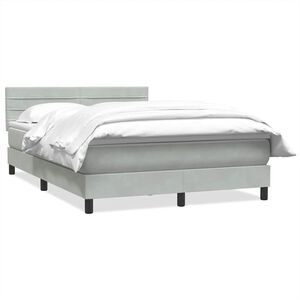 vidaXL Boxspringbett mit Matratze Hellgrau 160x220 cm Samt