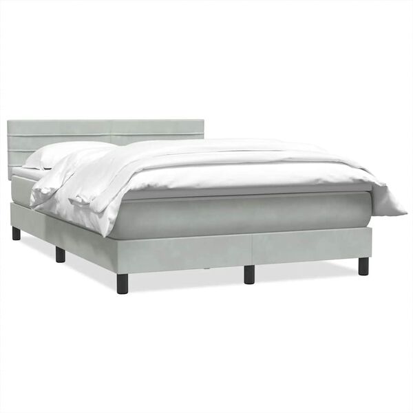 vidaXL Boxspringbett mit Matratze Hellgrau 160x220 cm Samt