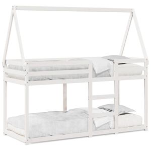 vidaXL Etagenbett mit Dach Wei&szlig; 90x200 cm Massivholz Kiefer