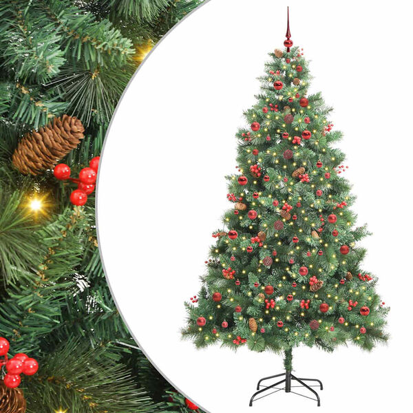 vidaXL K&uuml;nstlicher Weihnachtsbaum Gr&uuml;n 240 cm PVC und Metall