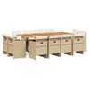 vidaXL 13-tlg. Garten-Essgruppe mit Kissen Beige Poly Rattan