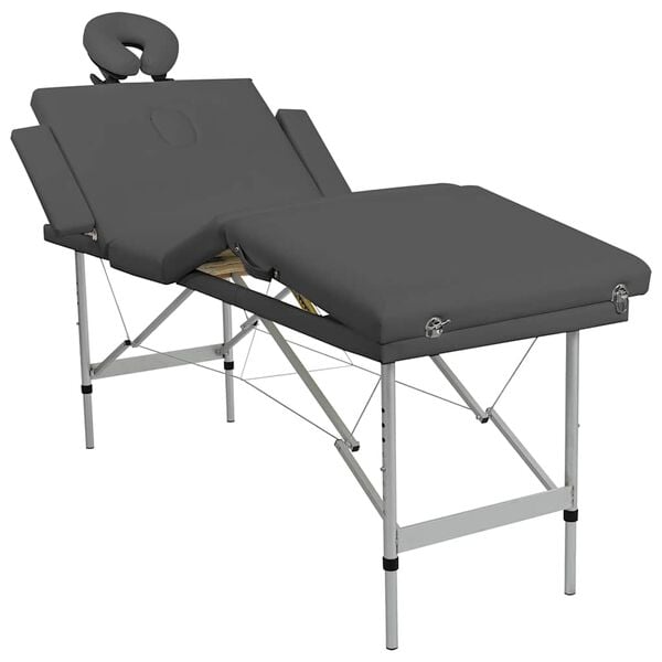vidaXL Massagetisch mit 4 Zonen Aluminiumrahmen Anthrazit 186×68 cm