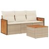vidaXL 4-tlg. Garten-Sofagarnitur mit Kissen Beige Poly Rattan