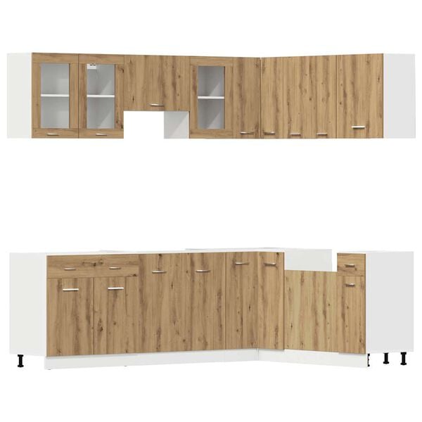 vidaXL 11-tlg. K&uuml;chenschrank-Set Lyon Artisan-Eiche Holzwerkstoff
