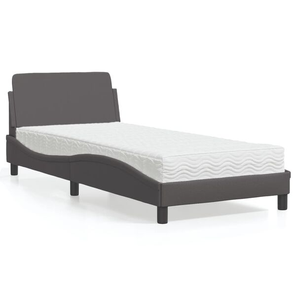 vidaXL Bett mit Matratze "Dover" Grau 90x200 cm Kunstleder